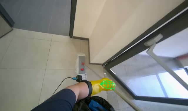 Mopping hallway floor: egocentric robotics sample