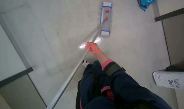 Mopping hallway floor: egocentric robotics sample
