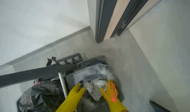 Preparing cleaning cloth and wiping whiteboard: egocentric robotics sample