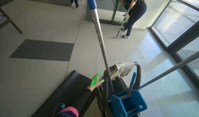 Mopping floor near windows: egocentric robotics sample