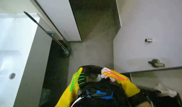 Cleaning surfaces in toilet stall: egocentric robotics sample
