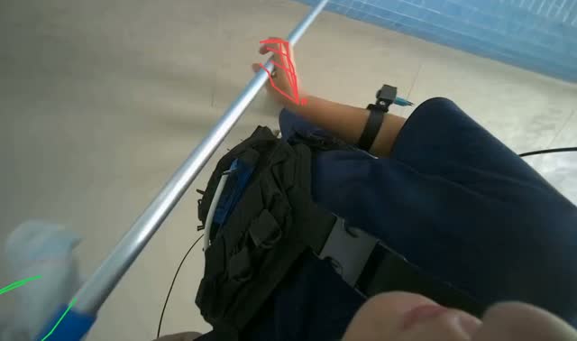 Cleaning pool edge with long-handled tool: egocentric robotics sample