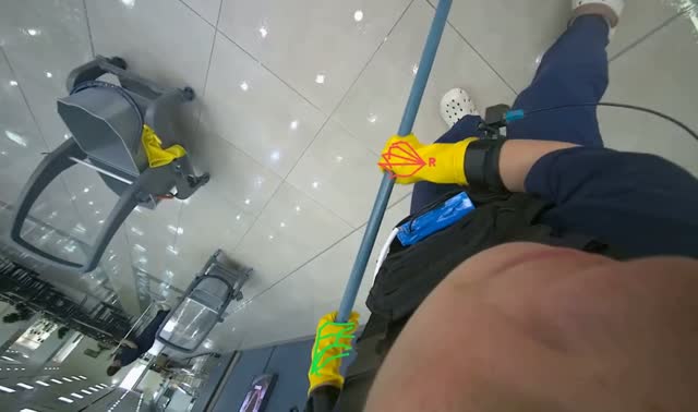 Mopping floor with mop: egocentric robotics sample