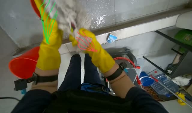 Preparing cleaning equipment and solutions: egocentric robotics sample