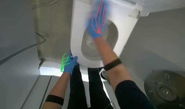 Cleaning toilet bowl and seat: egocentric robotics sample