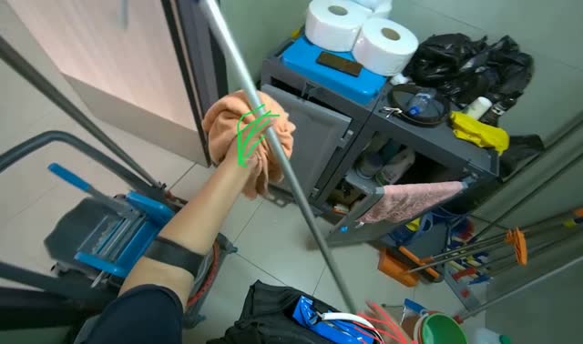 Assembling mop with cloth: egocentric robotics sample