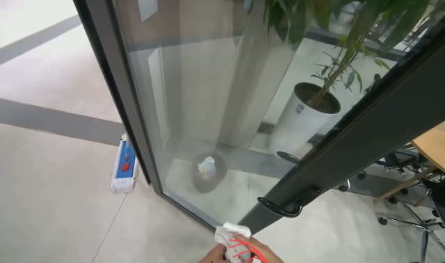 Wiping glass partitions: egocentric robotics sample