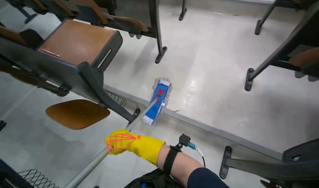 Mopping lecture hall floor: egocentric robotics sample