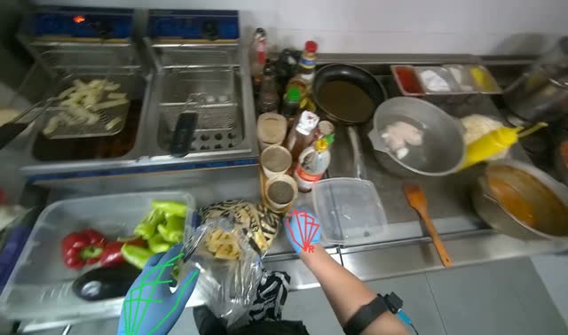 Adding french fries to deep fryer: egocentric robotics sample