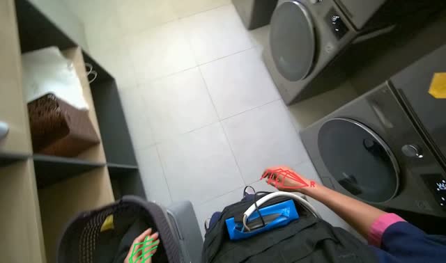 Transferring clothes between laundry machines: egocentric robotics sample