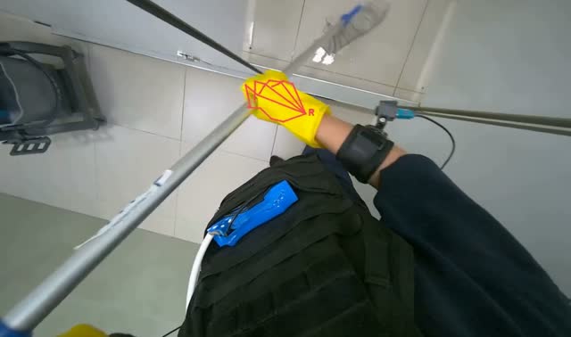 Mopping bathroom floor: egocentric robotics sample