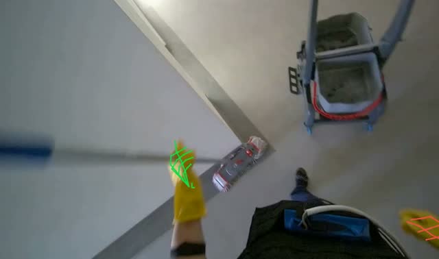 Mopping hallway floor: egocentric robotics sample