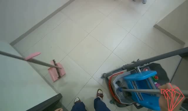 Sweeping restroom floor: egocentric robotics sample