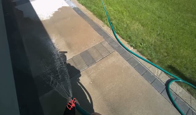 Spraying water on sidewalk: egocentric robotics sample