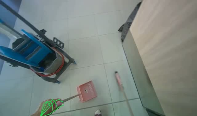 Sweeping floor with dustpan and brush: egocentric robotics sample