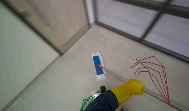 Mopping hallway floor: egocentric robotics sample