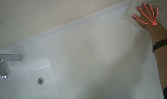 Cleaning bathroom sinks and countertop: egocentric robotics sample