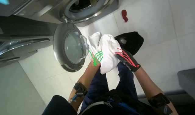 Unloading laundry into washing machines: egocentric robotics sample