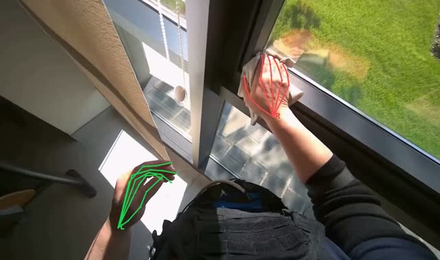 Cleaning window frame: egocentric robotics sample
