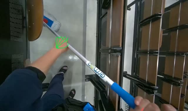 Mopping lecture hall floor: egocentric robotics sample