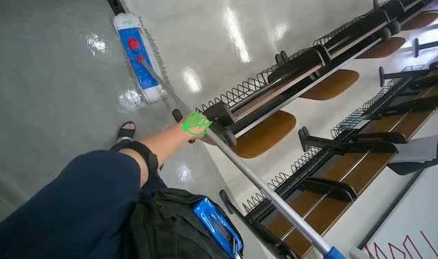 Mopping lecture hall floor: egocentric robotics sample