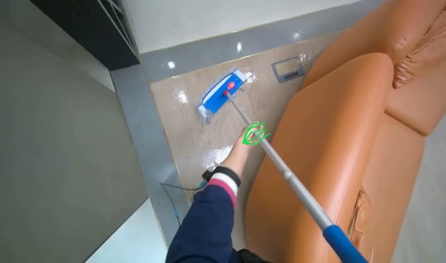 Mopping lounge area floor: egocentric robotics sample