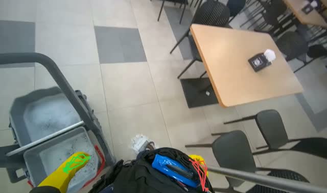 Mopping cafeteria floor: egocentric robotics sample