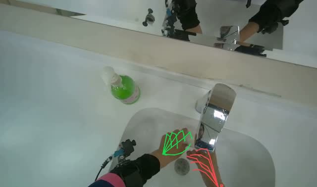 Cleaning and organizing restroom counter: egocentric robotics sample