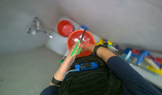 Preparing cleaning cloth and solution: egocentric robotics sample