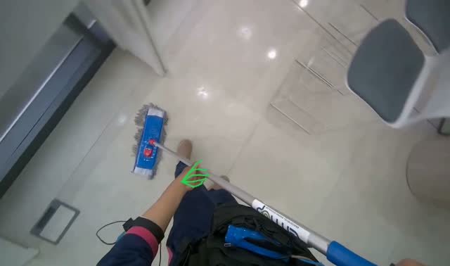 Mopping floor under counter: egocentric robotics sample