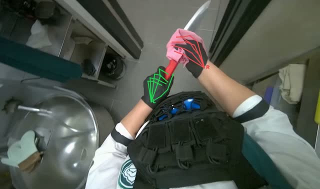 Wiping knife with cloth: egocentric robotics sample