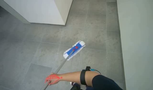 Mopping dressing room floor: egocentric robotics sample