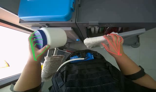 Preparing cleaning supplies: egocentric robotics sample
