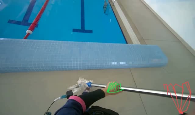 Mopping tiled pool ledge: egocentric robotics sample