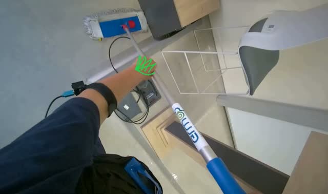 Mopping lecture hall floor: egocentric robotics sample