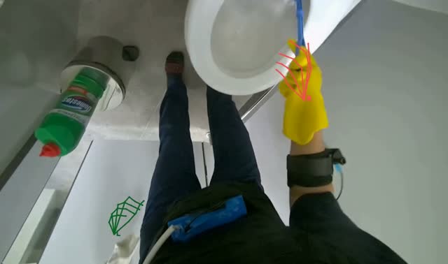 Cleaning toilet bowl and seat: egocentric robotics sample