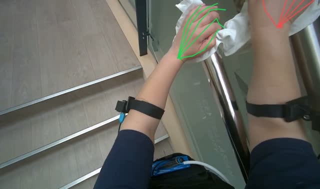 Wiping glass railing: egocentric robotics sample