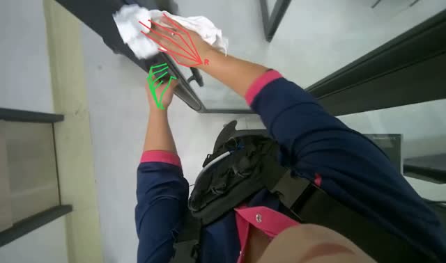 Wiping glass partition: egocentric robotics sample