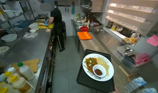 Placing prepared food at serving window: egocentric robotics sample