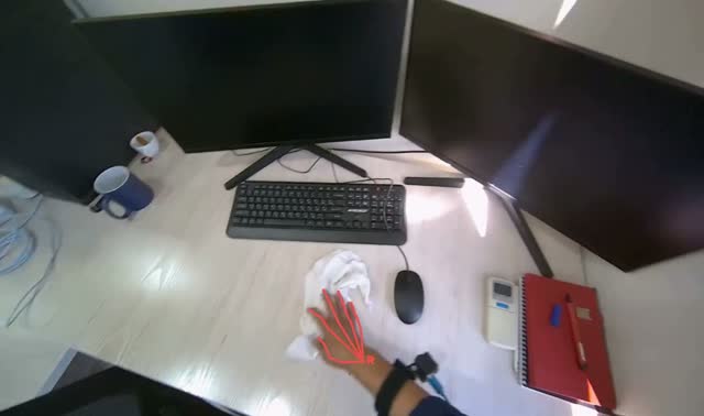 Cleaning office surfaces: egocentric robotics sample