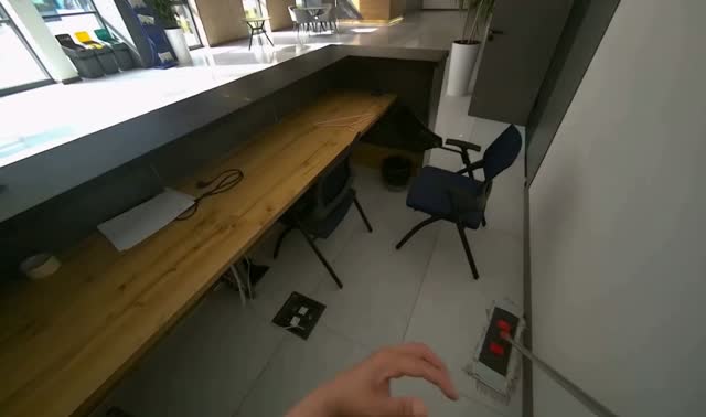 Mopping under reception desk: egocentric robotics sample