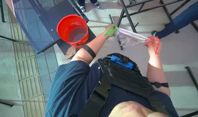 Wiping underside and frame of table: egocentric robotics sample