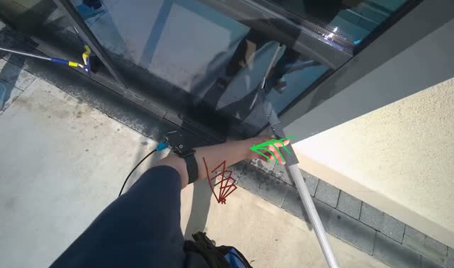 Cleaning glass door with squeegee: egocentric robotics sample