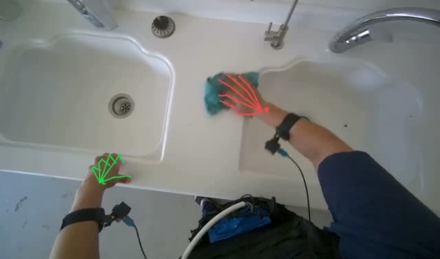 Wiping kitchen counter and sinks: egocentric robotics sample