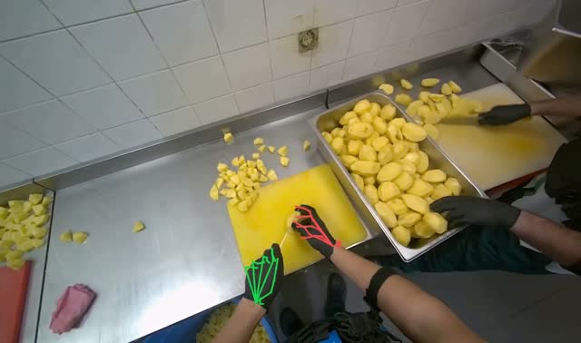 Cutting potatoes into cubes: egocentric robotics sample