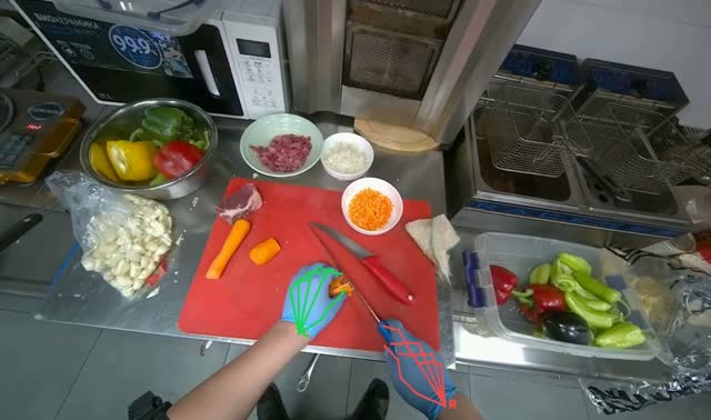 Chopping carrots into small pieces: egocentric robotics sample