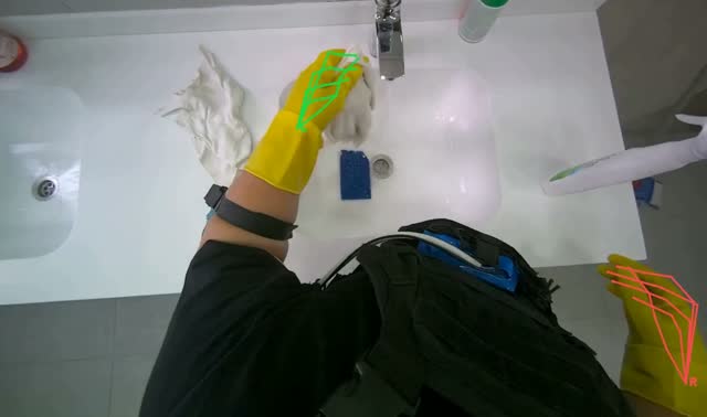 Cleaning toilet bowl and seat: egocentric robotics sample