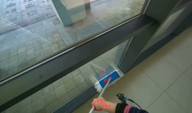 Mopping floor along windows: egocentric robotics sample