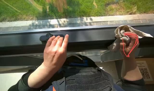 Cleaning window frame: egocentric robotics sample