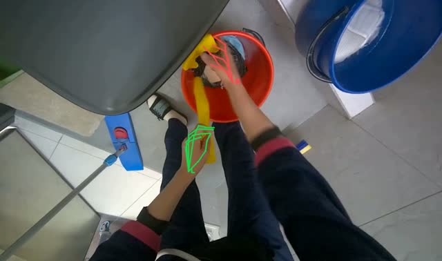 Preparing cleaning tools and mopping floor: egocentric robotics sample